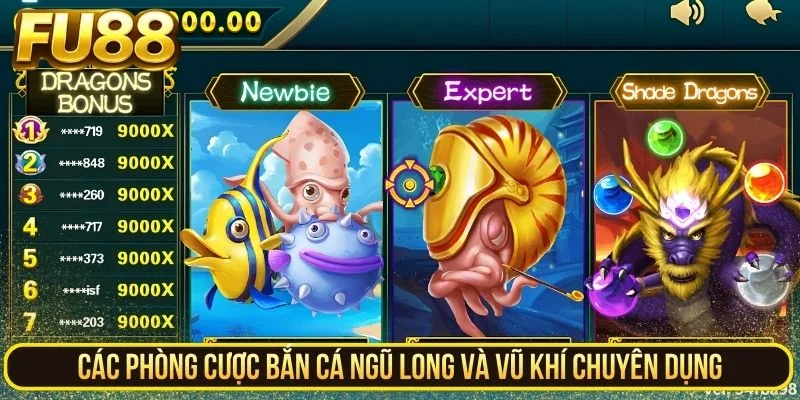 Các phòng cược bắn cá Ngũ Long và vũ khí chuyên dụng