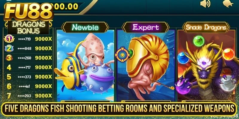 Weapon controls and support functions in Five Dragons fish shooting